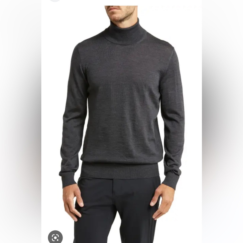 Eddie Bauer charcoal grey fine Italian merino wool turtleneck sweater XLT